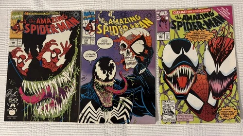 Amazing Spider-Man #346, #347, #363 Lot of 3 High Grade Marvel Comics Venom VF