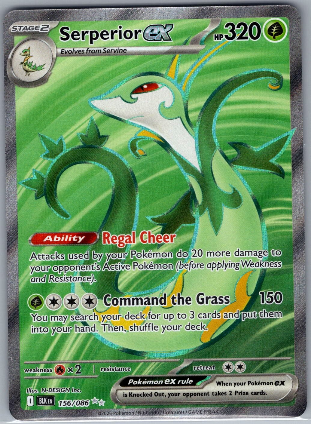 Serperior ex 156/086 SV: Black Bolt - Pokemon Card - NM