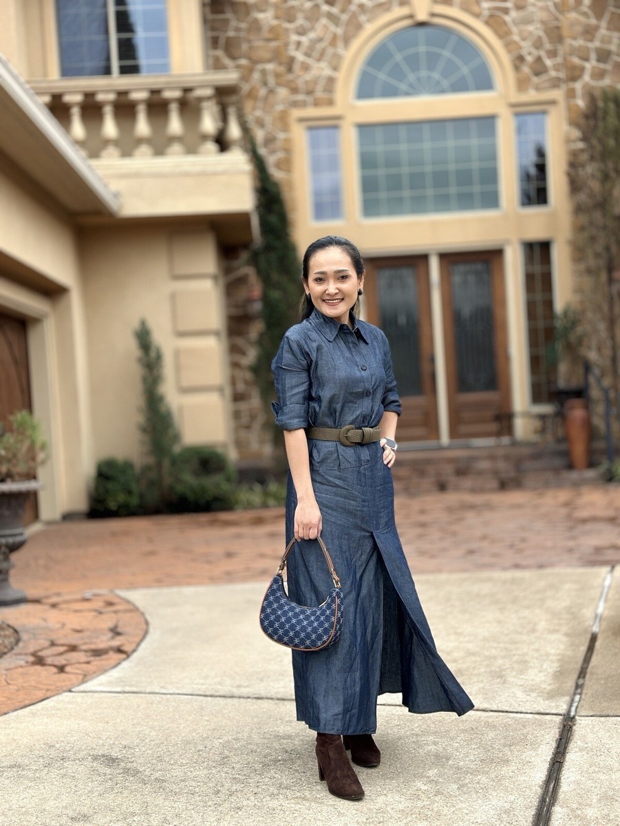 ZARA XS, S WOMAN MIDI ZW COLLECTION LINEN BLEND SHIRT DRESS BLUE 2674/250  NEW | eBay