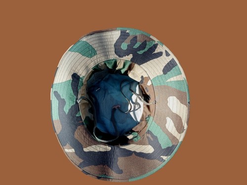 Military issue Boonie Hat Woodland Camouflage Special Ops Wide Brim 3" USA Made - Picture 8 of 11