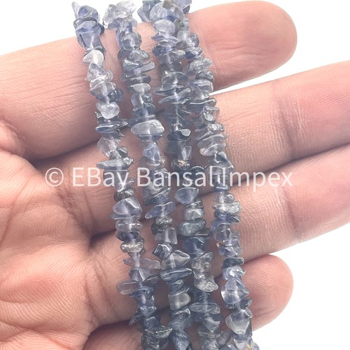 Natural Blue Iolite Rough Drilled Loose Gemstone Beads 4-6 mm 34" - Picture 4 of 4