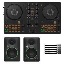 AlphaTheta DDJ-FLX2 Compact Beginner 2-Channel DJ Controller w Studio Speakers