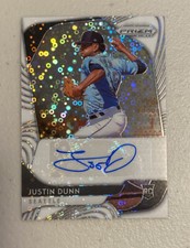 2020 Panini Prizm Quick Pitch White Donut Circle 3/5 Justin Dunn Rookie Auto