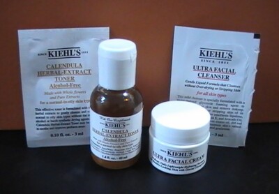 KIEHL'S - ULTRA FACIAL CREAM, CLEANSER & CALENDULA HERBAL - EXTRACT TONER- 4 NEW