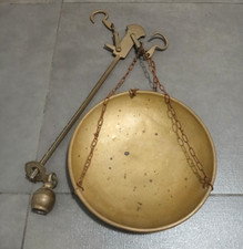Antica Bilancia Stadera in Ottone diametro piatto 25 cm Vintage