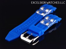 Invicta Pro Diver Scuba Blue Silicone Steel Inserts Strap Band Bracelet 6977 Etc