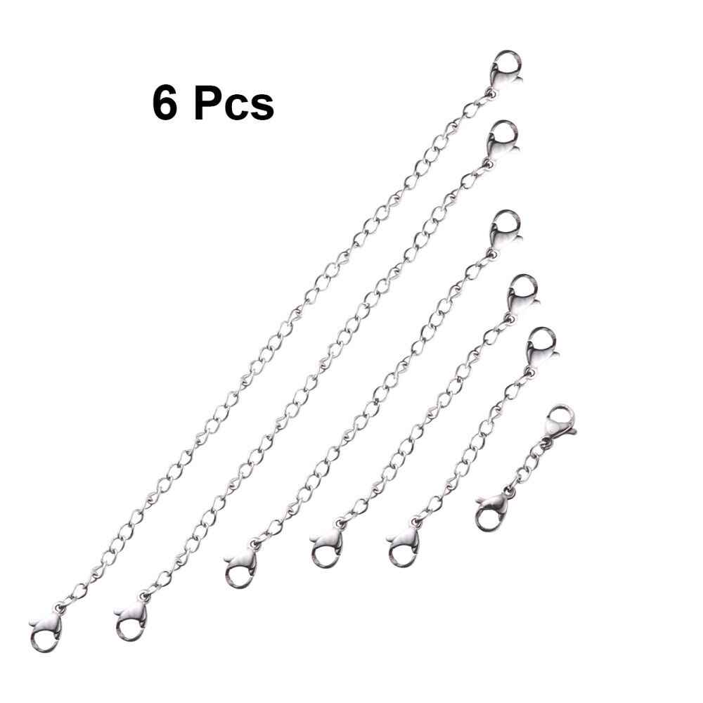 6 Pcs Necklace Extension Bracelet Extender Sterling Silver Hook up Clasp  Chain
