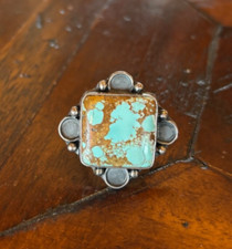  8 Turquoise ring/size 6.75/artisan handmade