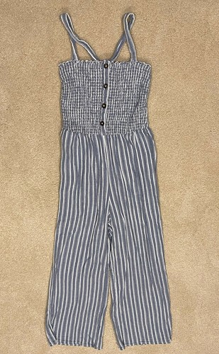 Smocked Wide Leg Jumpsuit Blue 