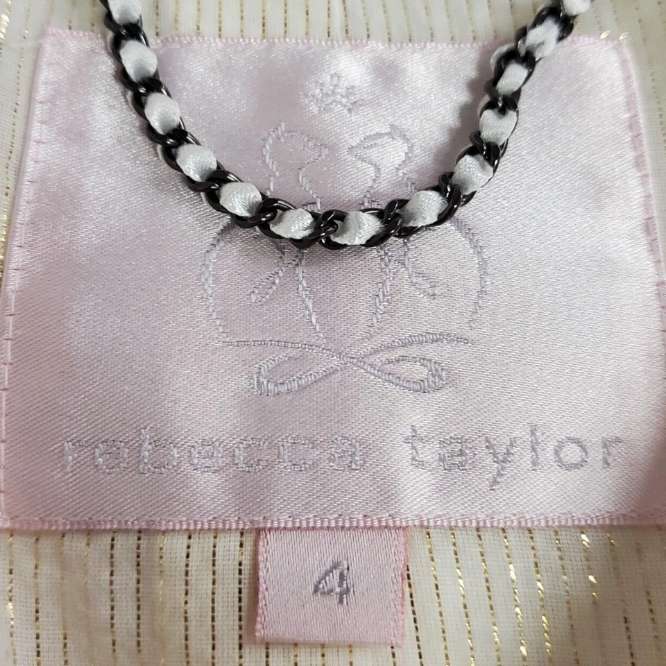 Blazer Rebecca Taylor para mujer mezcla de lino con cuentas talla 4 marfil ornamentado arte para usar Foto 4 de 4