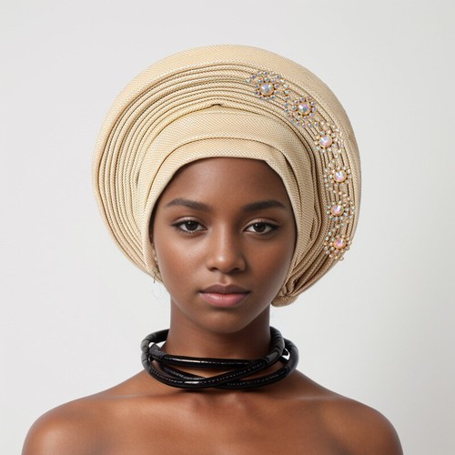 Cappelli hijab festa matrimonio donne africane auto gel cravatta nigeriana Aso Oke berretti - Foto 10 di 36