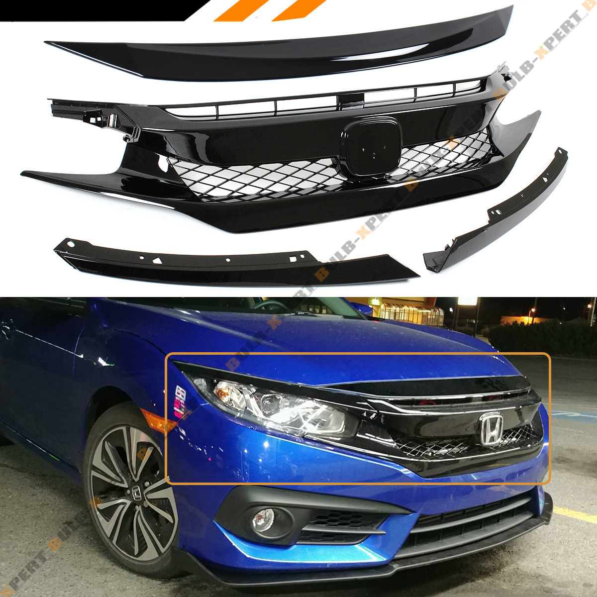 FOR 16-19 HONDA CIVIC FK8 TYPE-R STYLE MESH FRONT GRILLE+BUMPER
