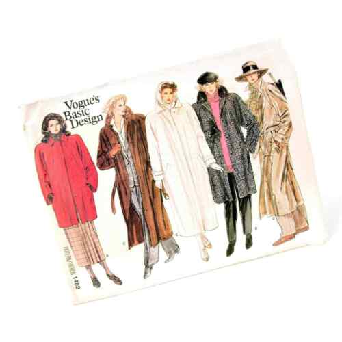 Vogue Basic Design 1482 Winter Coat Sewing Pattern Uncut 1984 Misses Size 8 - 12 - Picture 1 of 12