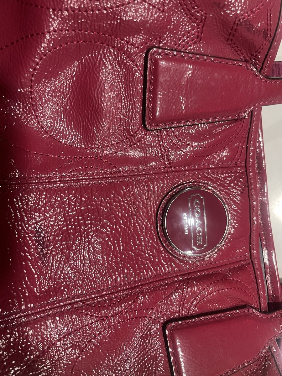 Coach Carryall signature stitch frame purse Berry Red F15658