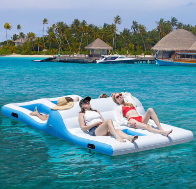 Tropical Tahiti Inflatable Floating Island Person Water Lake Party Raft  Float
