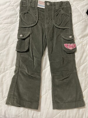 Wonder kids size 3T corduroy cargo pants for girls W/ Flared Legs ￼ Green