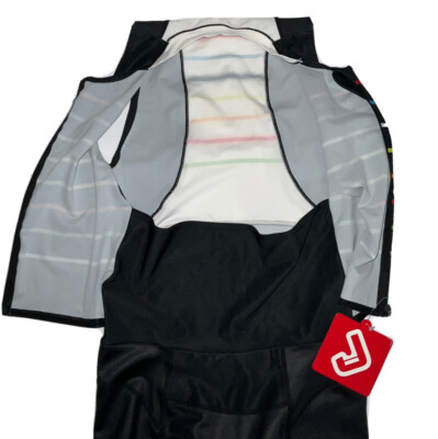 Short De Cyclisme Bavette Jakroo Homme Taille M - Rembourré, Coupe Athlétique, Noir/multicolore, Neuf étiqueté