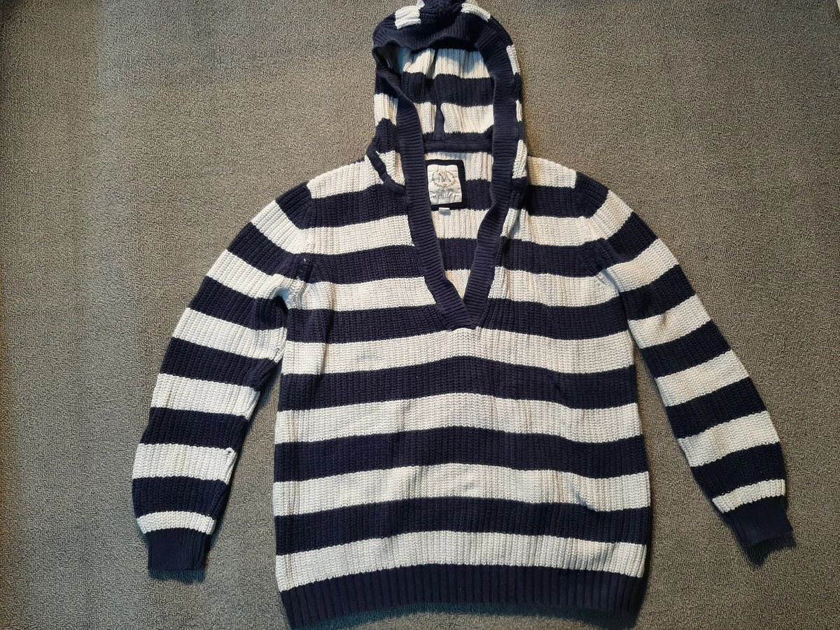 Merona Womens Long Sleeve Knit Sweater Hooded white u0026amp; Blue Size XL  striped | eBay