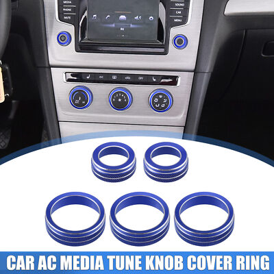 5 Stück Vorne AC Media Tune Knopf Abdeckring für VW Golf MK-7 Blau