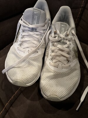 Nike Downshifter 11 White Metallic Silver Great Condition-women Size 6
