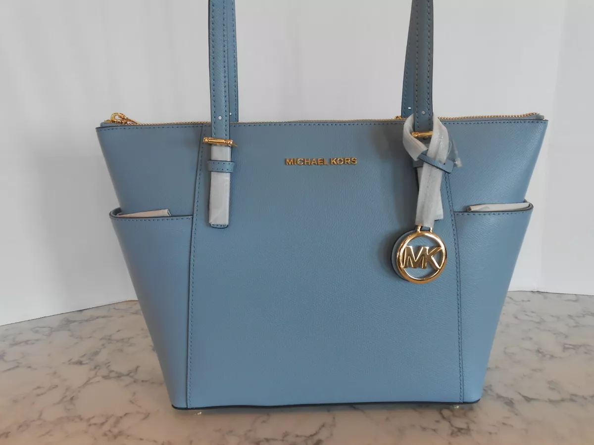 Michael Kors Teal Blue Saffiano Leather Jet Set Shopping Tote Michael Kors