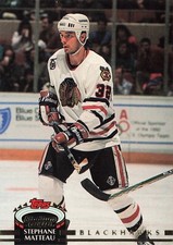 STEPHANE MATTEAU 1991 Topps Stadium Club #363 Chicago Blackhawks Hockey Card