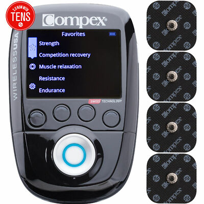 Compex Wireless USA 2.0 Muscle Stimulator Tens Unit Kit TENS + EMS 10 Programs