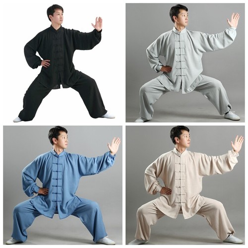 Cinese Kung Fu Tai Chi Suit Cotone Lino Camicia + Pantaloni Wushu Divisa - Foto 7 di 15