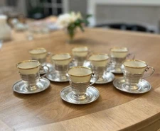 Set of 8 Demitasse Cups - M Fred Hirsch Sterling with Lenox Porcelain Cups
