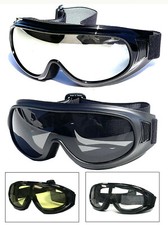 MOTORCYCLE PADDED GOGGLES FIT OVER PRESCRIPTION GLASSES SIDE VENTS ADJUST STRAP