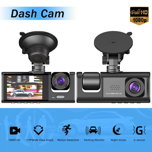 Dual Lens Autokamera Dashcam Full HD 1080P DVR Recorder Nachtsicht G-Sensor - Bild 5 von 20