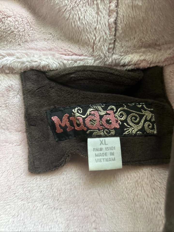 Moletom com capuz vintage Mudd com zíper tamanho XL marrom e rosa - Imagem 2 de 4