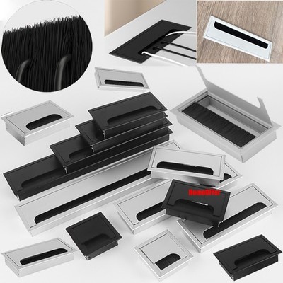 Aluminum Alloy Desk Grommets Computer Table Cable Tidy Wire Hole Cover Rectangle