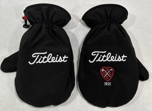 TITLEIST Winter Golf Cart Mitts Mittens Black Hand Warm Embroidered Black/Red