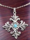 VINTAGE STERLING SILVER DESIGNER BARSE TURQUOISE PENDANT 18.5" NECKLACE #8089 — photo 1