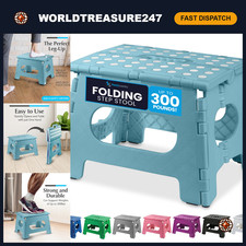 Compact Folding Step Stool 9" Teal, Non-Slip, Heavy Duty, Supports 300 lbs