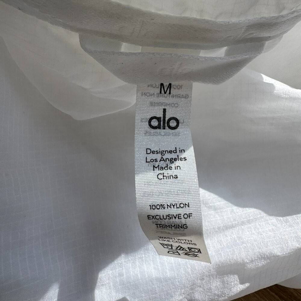 Alo Yoga Cloud Nine Sheer Zip-Up Long Sleeve Jacket White Medium
