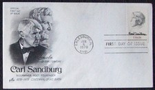 USA FDC SC #1731 CARL SANDBURG 1978 Art Craft Cachet.