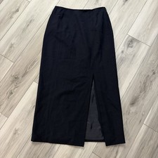 Talbots Women s Long Navy Blue Wool Blend Skirt Stretch Size 8 Slit