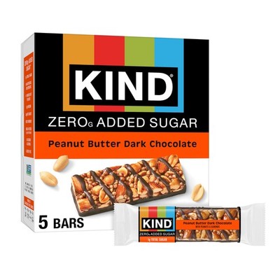 Kind Zero Added Sugar Healthy Snacks Bars, Peanut Butter 5 Count (Pack of 1)