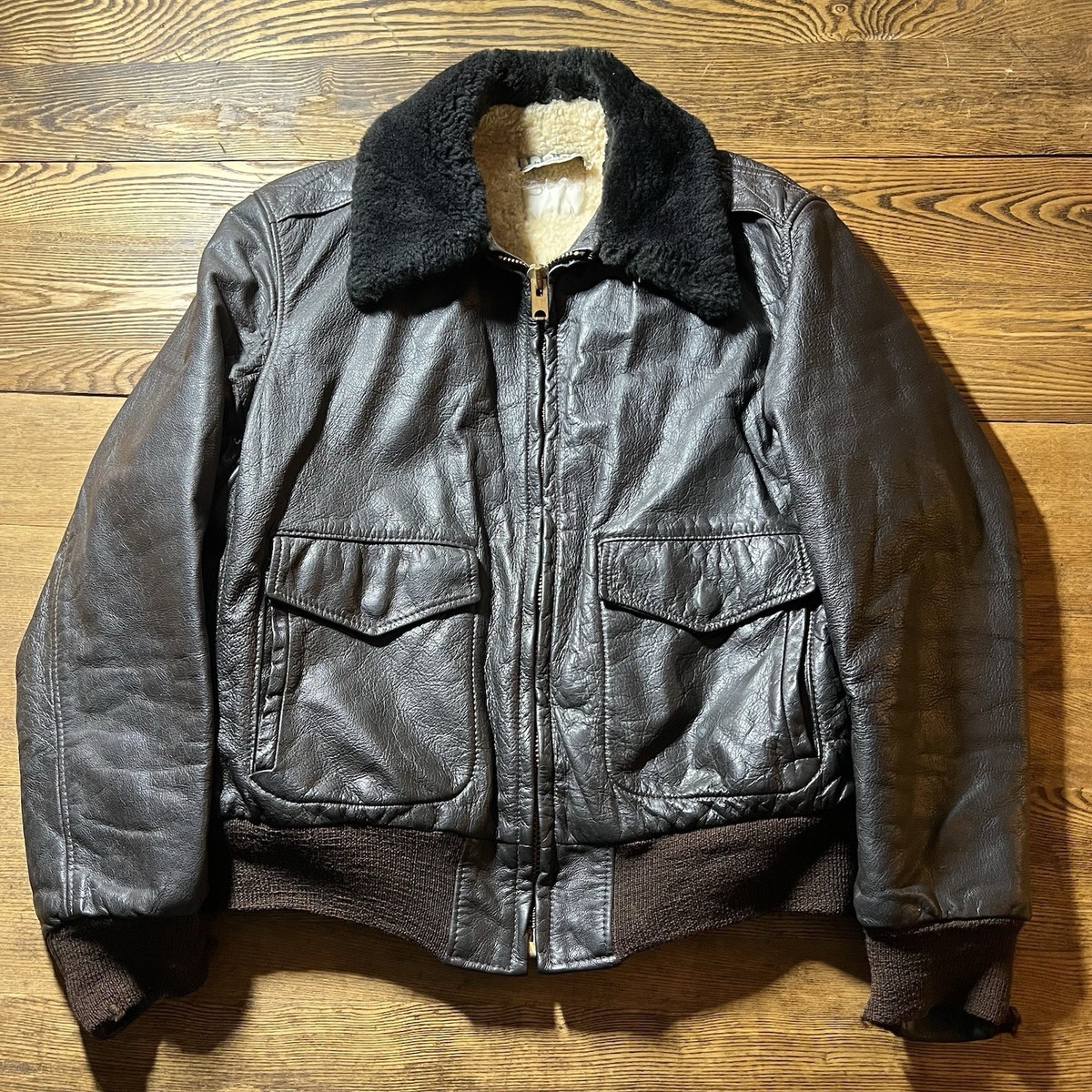 70sL.L.BEAN G１ジャケット 70s USA製 L.L.Bean G-1 裏ボア ムートン フライト レザー ジャケット
