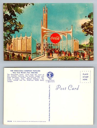 New York, NY-New York, Coca-Cola Pavilion Fair Scene Post c1965 Vintage Postcard
