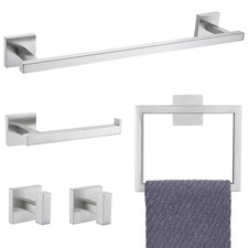 Towel Bar Set, 5 Pieces Bathroom Hardware Set Brushed Nickel Bathroom , SUS30...