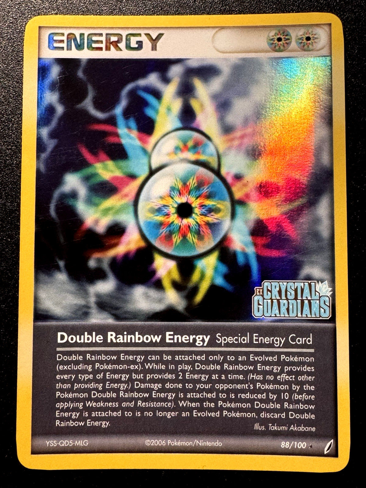 Double Rainbow Energy 88/100 Crystal Guardians Pokemon Card Reverse Holo Rare LP