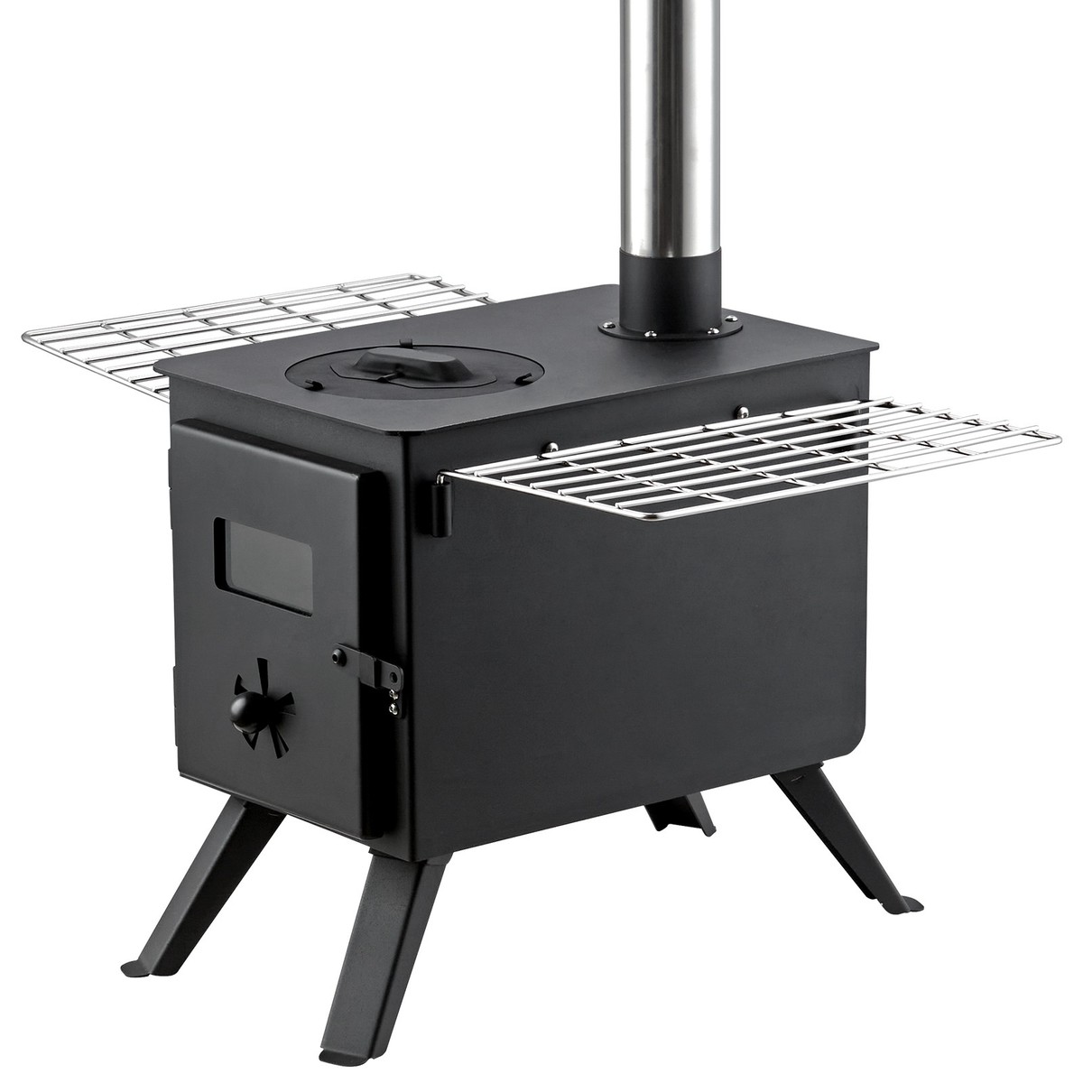 Poêle à Bois Portable Pour Camping - Acier Inoxydable 14x13x6.5 Cm - Chauffage Et Cuisson En Plein Air