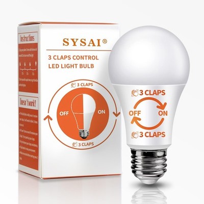 Clap Light Sound Activated On Off Smart Home Easy Install Soft White 8W Bedroom