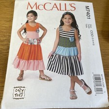 McCalls Pattern M7401 Little Girls COZY TOES Tiered Sun Dress in 2 Lengths 2-5