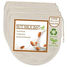 3 PCS 12"x12" Nut Milk Bags - 100 Unbleached Cotton Cheesecloth, 3 pack