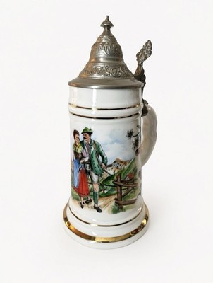 Beer Stein German Regimental Beer Stein . Pewter Lid