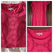 Women's Dress Preview Size 16 Dark Pink Lace Short Sleeve Lined 100% Polyester